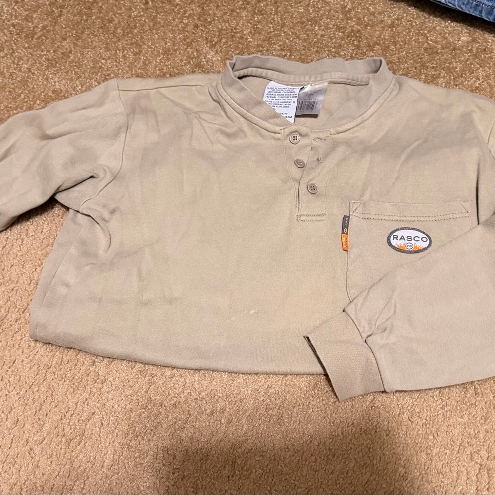 Rasco Women's Tan Long Sleeve Henley Top